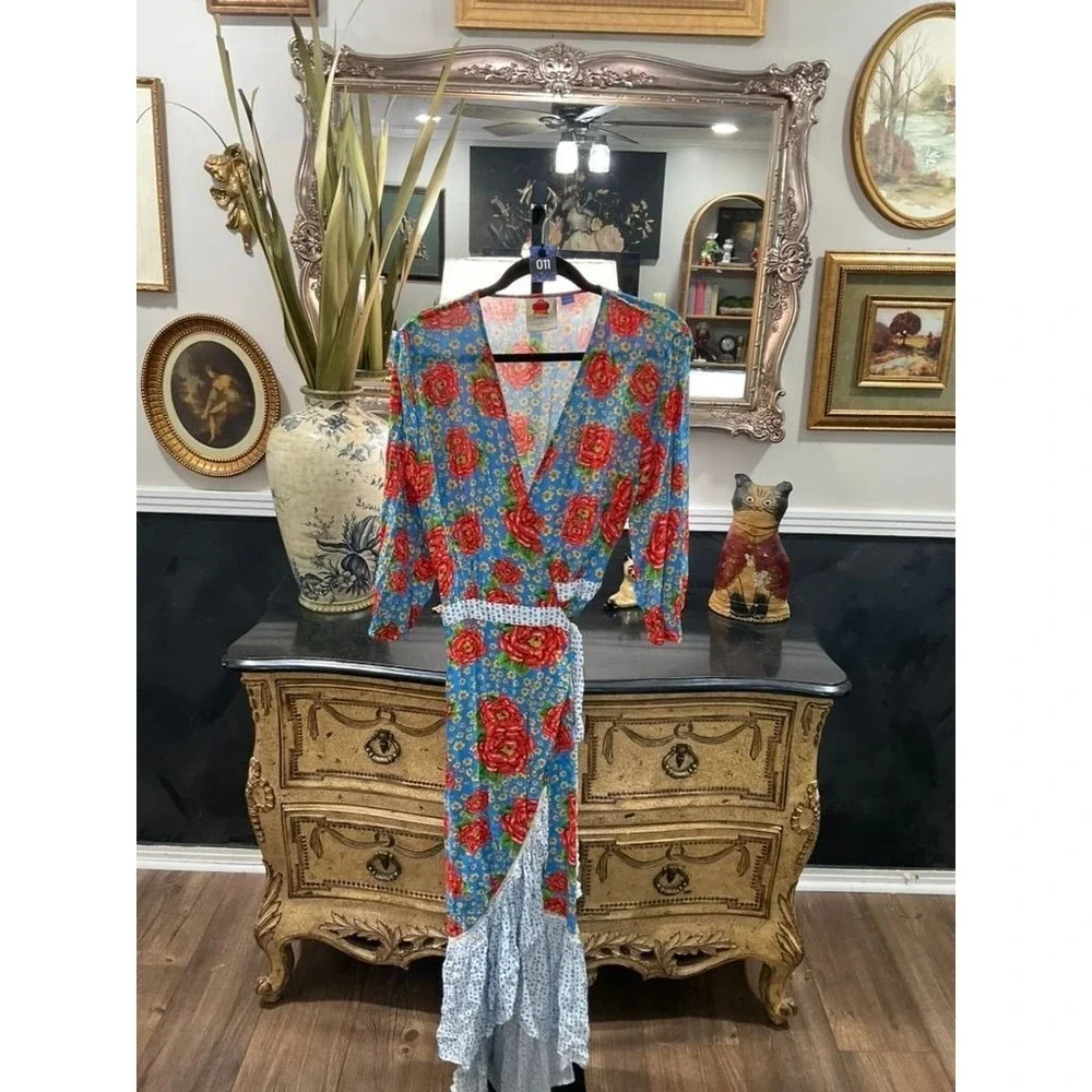 011- Farm Rio Ruffle Wrap Dress - Picture 4 of 4